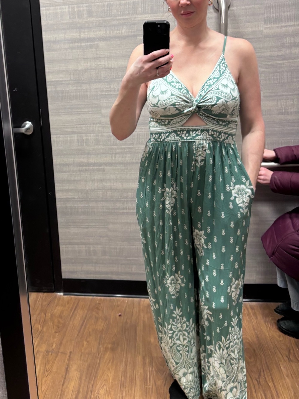Green Floral Wide-Leg Jumpsuit